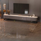 Meuble TV rectangulaire luxueux en pierre avec tiroirs pour salon