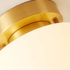 Plafonnier semi-encastré moderne en verre blanc et doré, style tambour.
