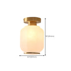 Plafonnier semi-encastré moderne en verre blanc et doré, style tambour.
