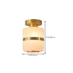 Plafonnier semi-encastré moderne en verre blanc et doré, style tambour.
