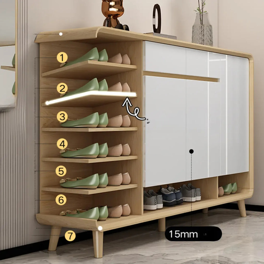 Meuble à chaussures en bois massif naturel pour entrée