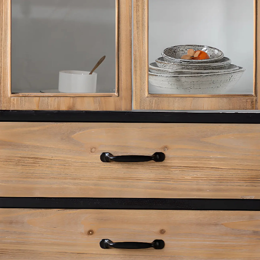 Meuble rustique en bois sur pied, de forme arquée, idéal pour la décoration du salon.