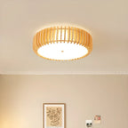 Plafonnier LED circulaire en bois naturel à intensité variable, encastré