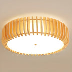 Plafonnier LED circulaire en bois naturel à intensité variable, encastré