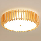 Plafonnier LED circulaire en bois naturel à intensité variable, encastré