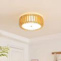 Plafonnier LED circulaire en bois naturel à intensité variable, encastré