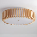 Plafonnier LED circulaire en bois naturel à intensité variable, encastré