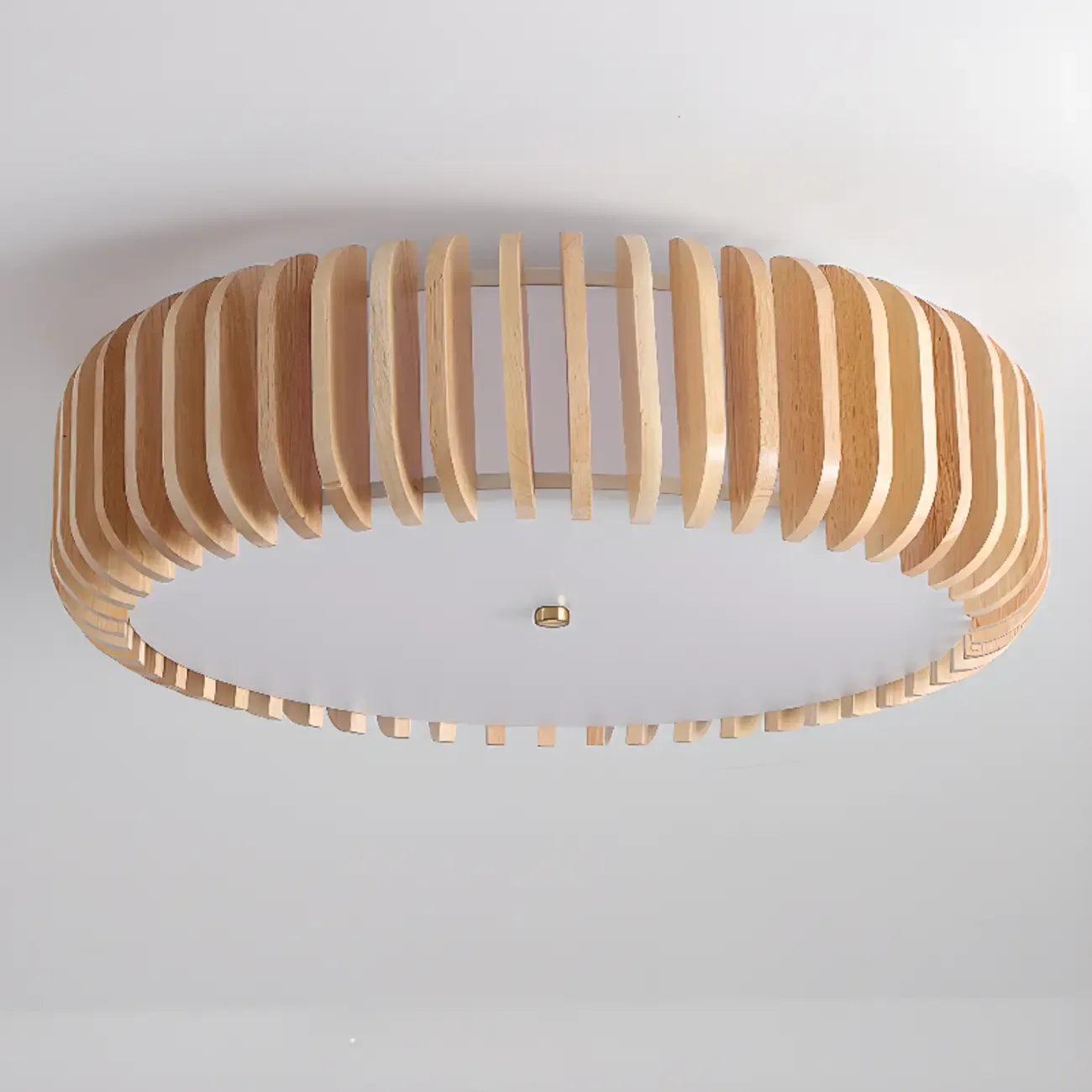 Plafonnier LED circulaire en bois naturel à intensité variable, encastré