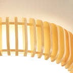Plafonnier LED circulaire en bois naturel à intensité variable, encastré