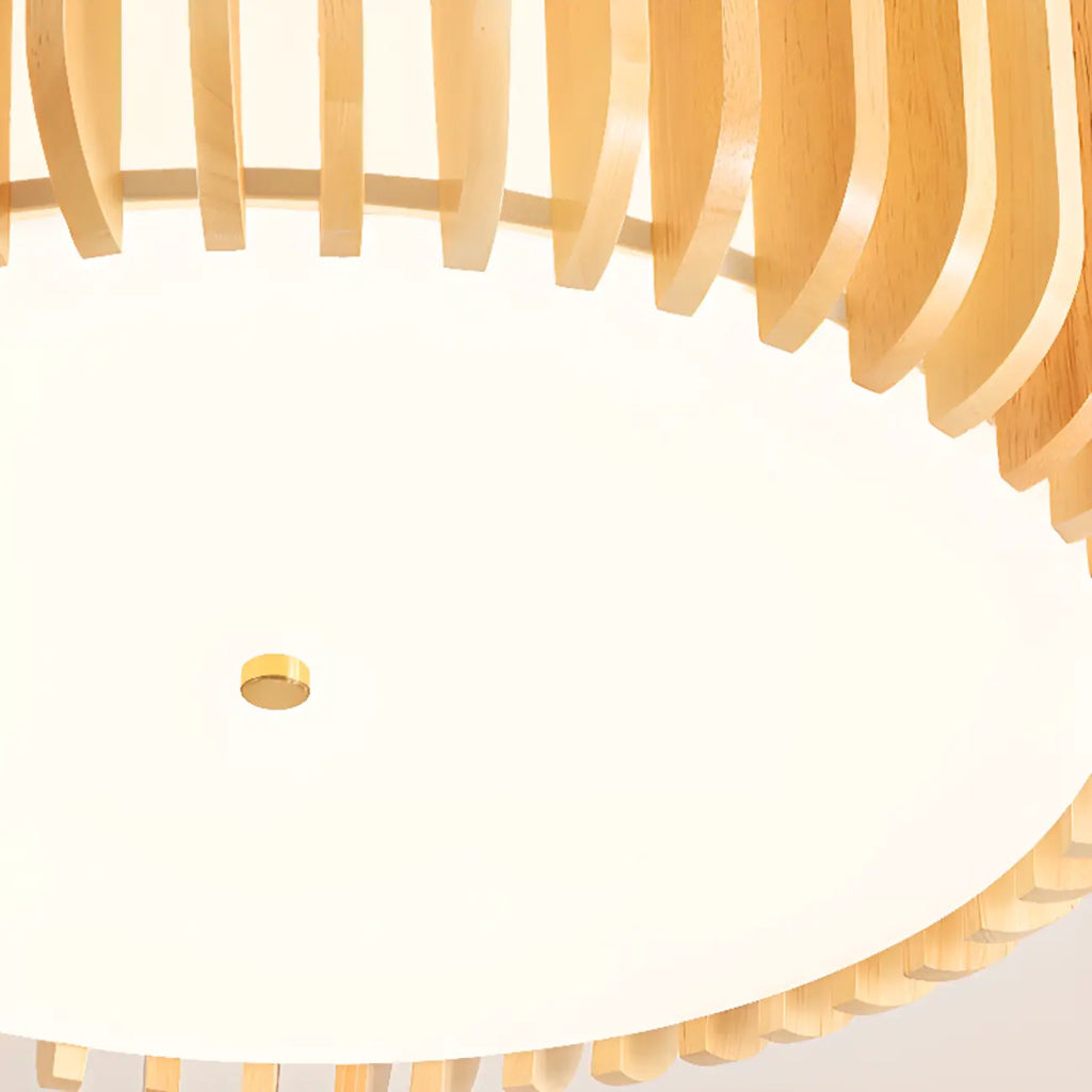 Plafonnier LED circulaire en bois naturel à intensité variable, encastré