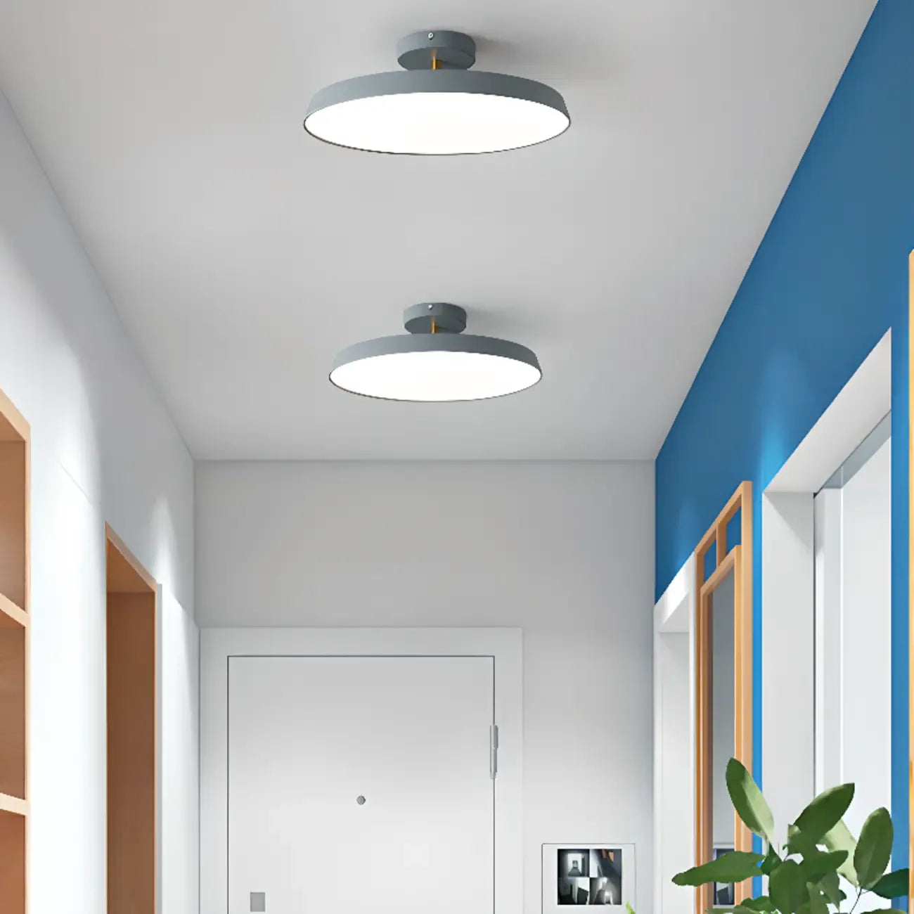 Plafonnier LED semi-encastré rond gris moderne à intensité variable