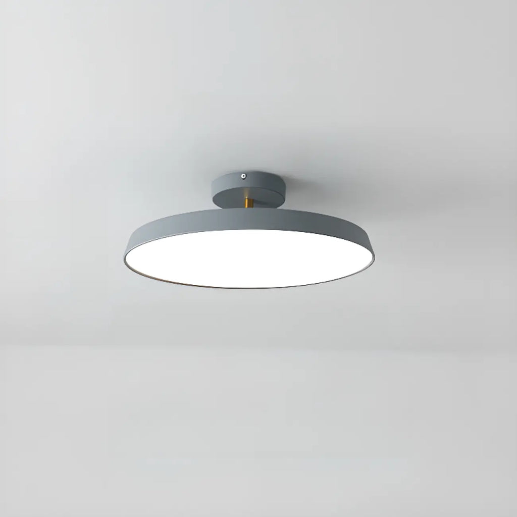 Plafonnier LED semi-encastré rond gris moderne à intensité variable
