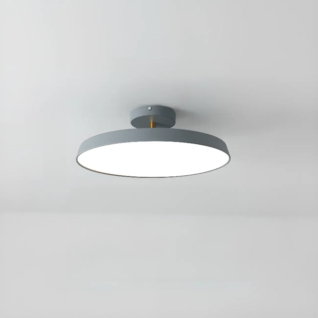 Plafonnier LED semi-encastré rond gris moderne à intensité variable