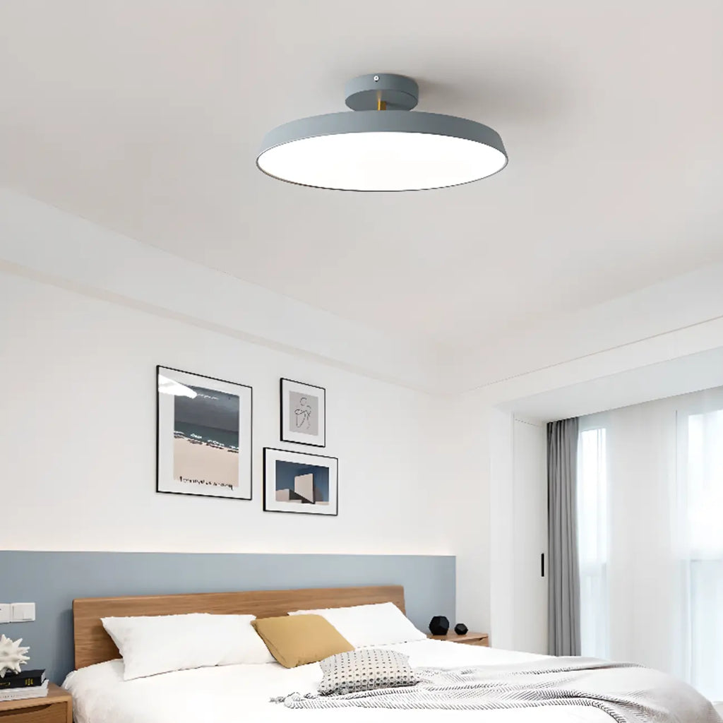 Plafonnier LED semi-encastré rond gris moderne à intensité variable