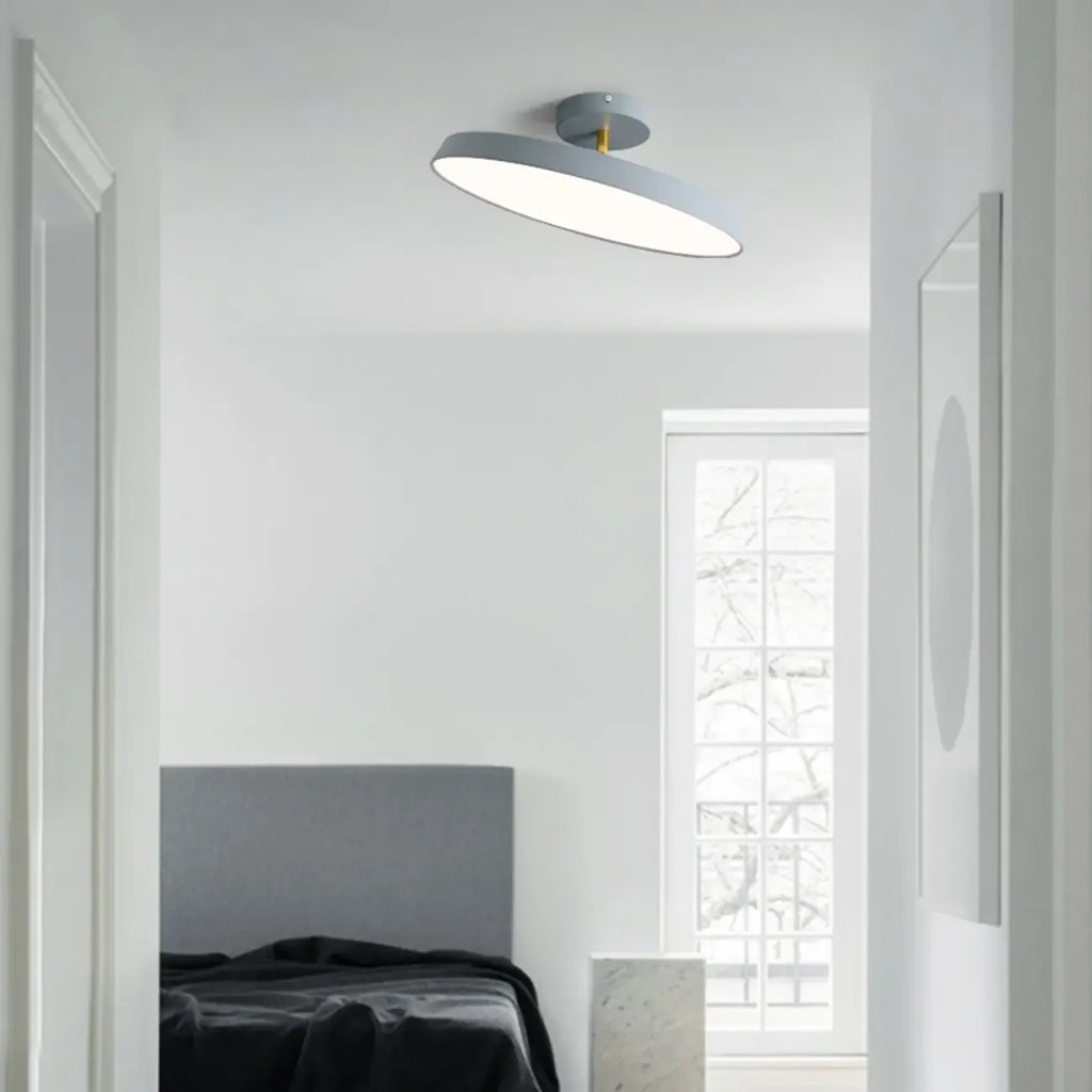 Plafonnier LED semi-encastré rond gris moderne à intensité variable