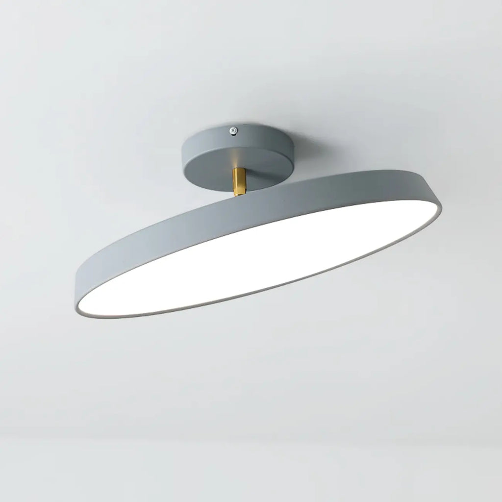 Plafonnier LED semi-encastré rond gris moderne à intensité variable