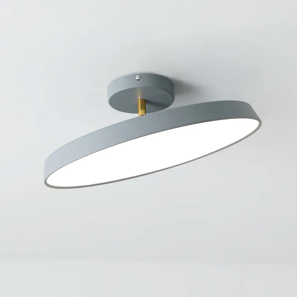 Plafonnier LED semi-encastré rond gris moderne à intensité variable