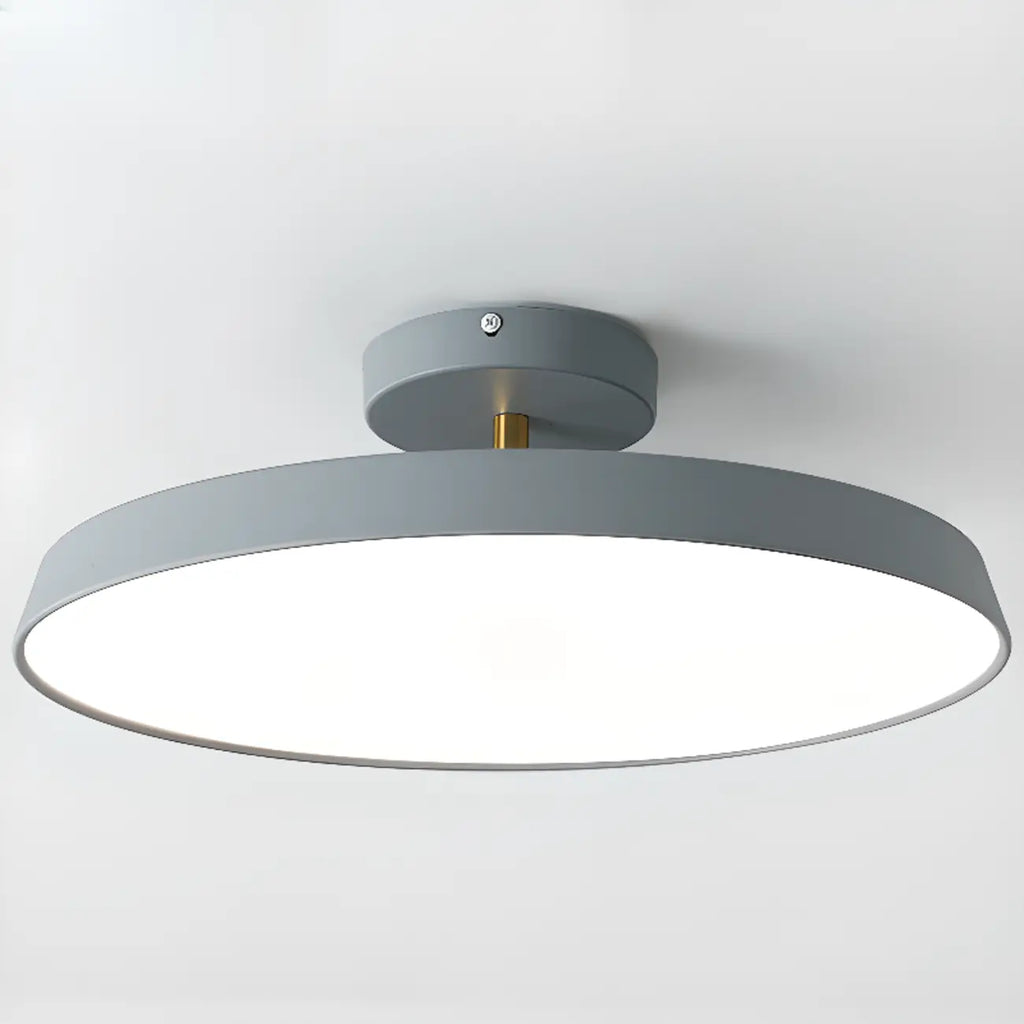 Plafonnier LED semi-encastré rond gris moderne à intensité variable