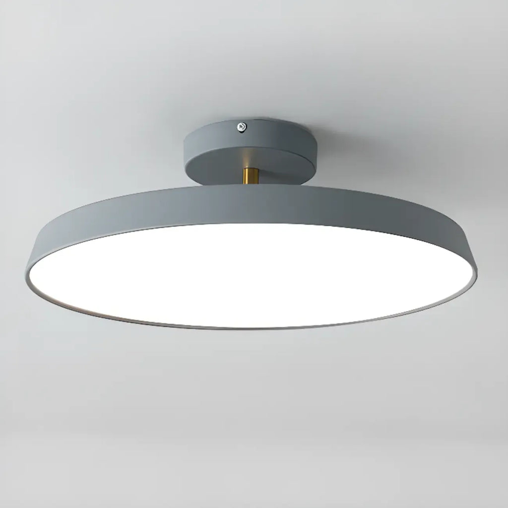Plafonnier LED semi-encastré rond gris moderne à intensité variable