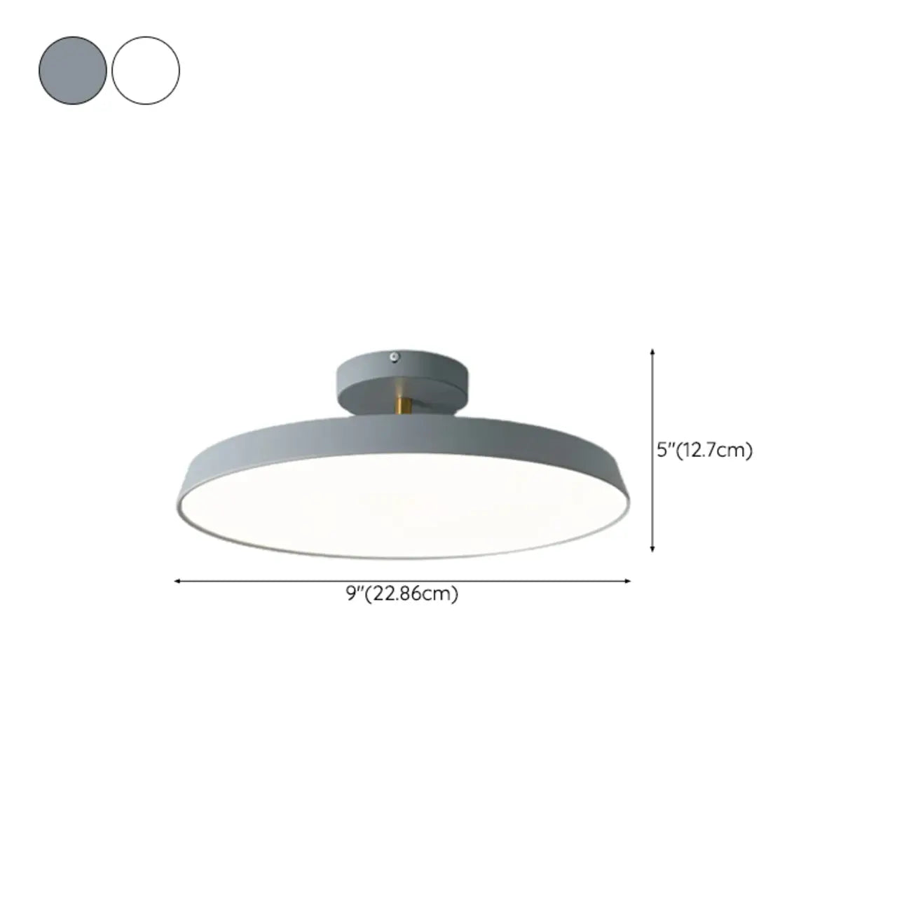 Plafonnier LED semi-encastré rond gris moderne à intensité variable