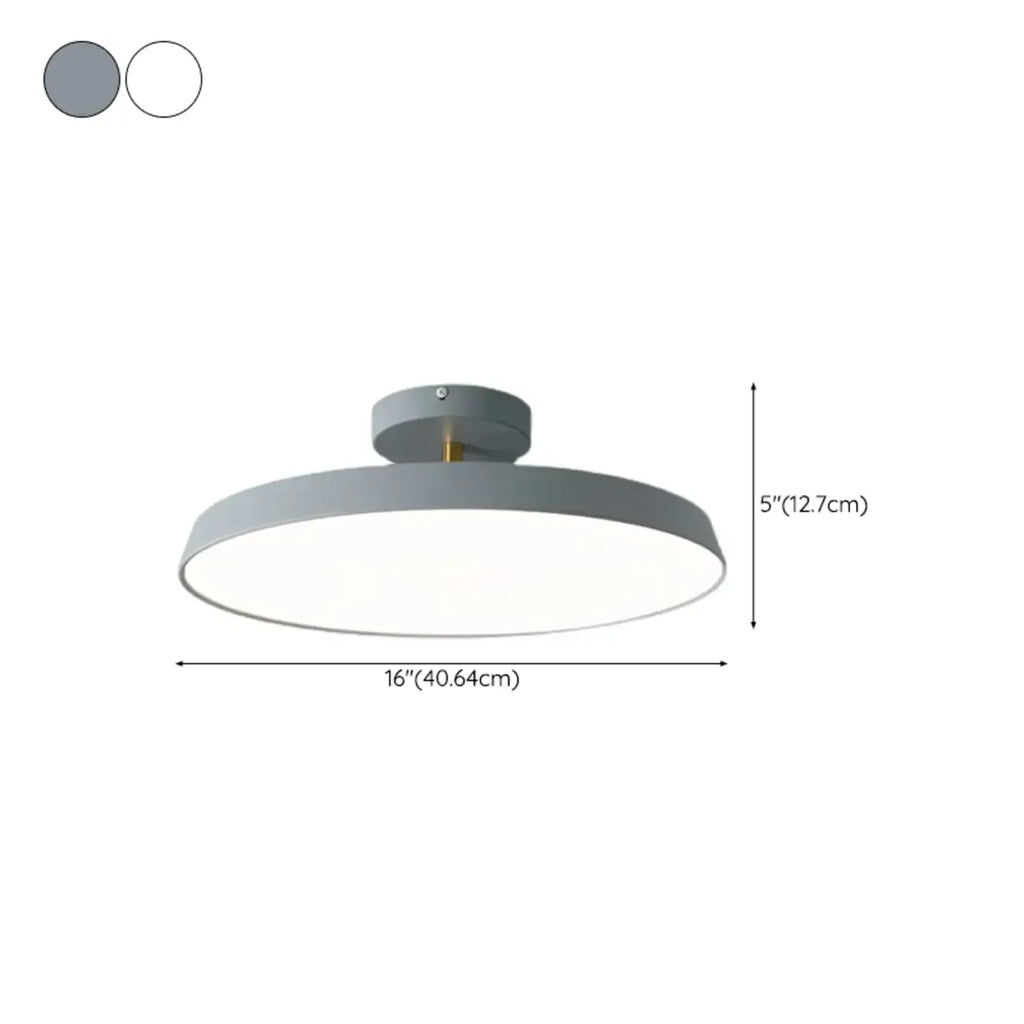 Plafonnier LED semi-encastré rond gris moderne à intensité variable