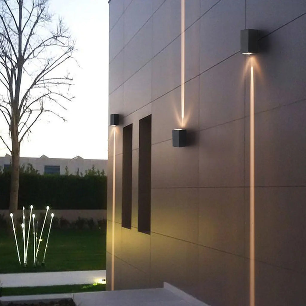 Applique murale extérieure rectangulaire noire moderne à LED (éclairage indirect)