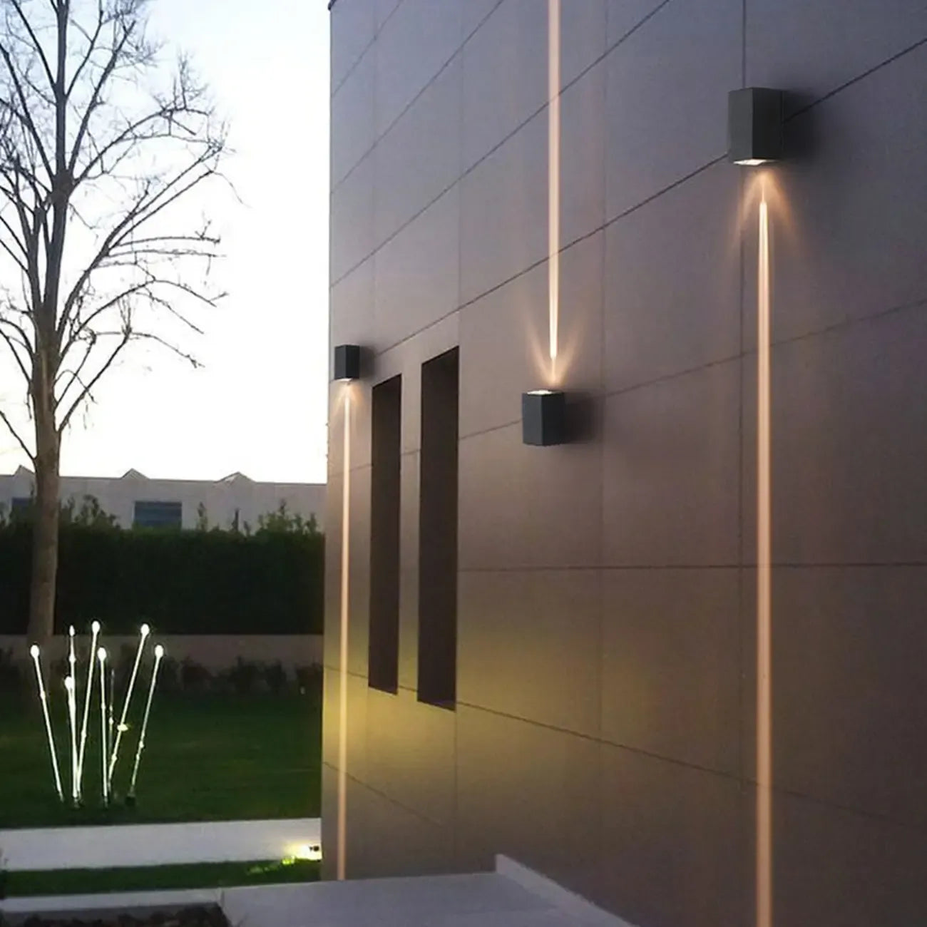 Applique murale extérieure rectangulaire noire moderne à LED (éclairage indirect)