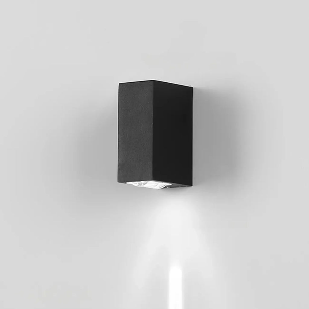 Applique murale extérieure rectangulaire noire moderne à LED (éclairage indirect)