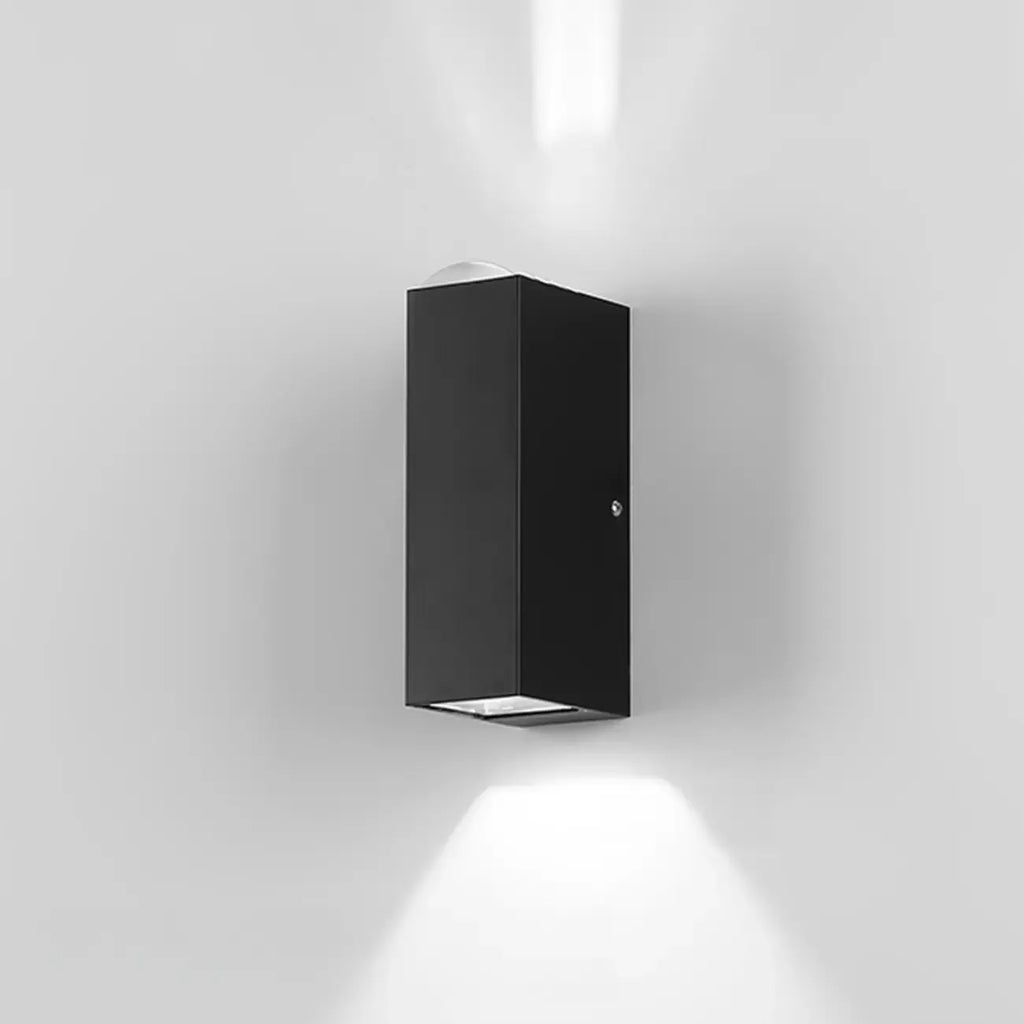 Applique murale extérieure rectangulaire noire moderne à LED (éclairage indirect)