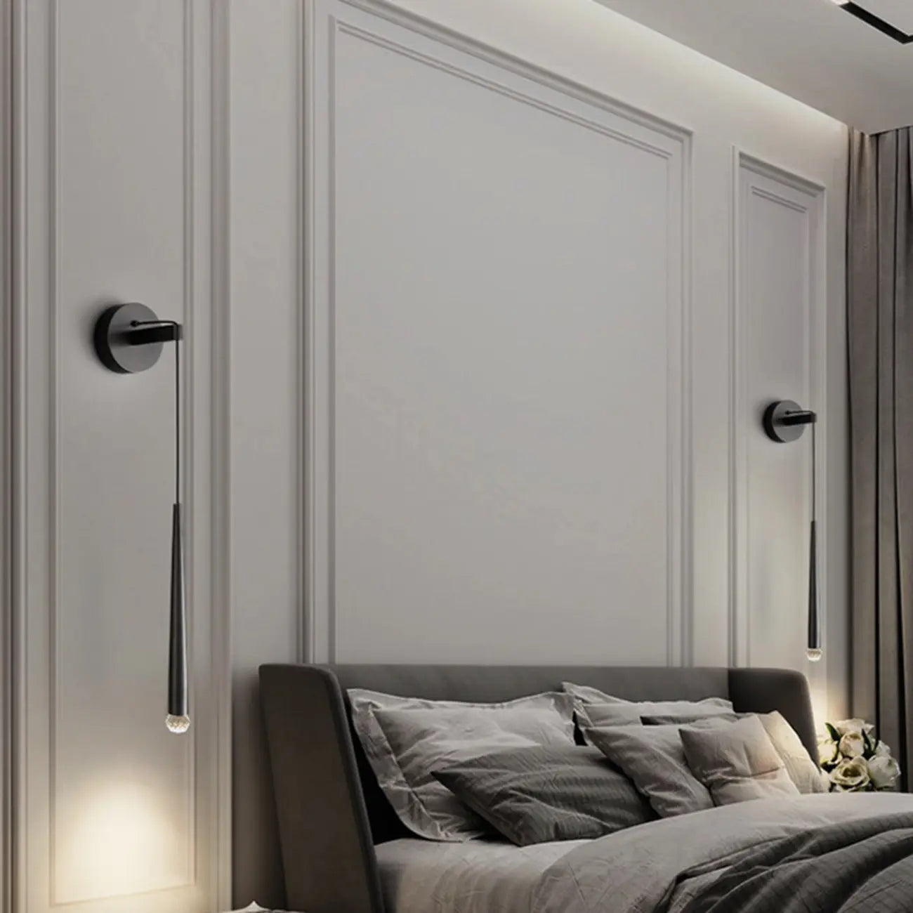 Applique murale LED cylindrique dorée élégante avec décoration en cristal