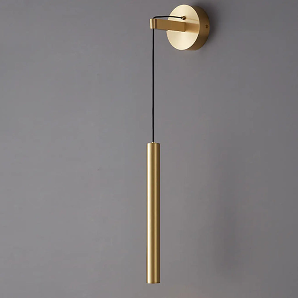 Applique murale LED cylindrique dorée élégante avec décoration en cristal