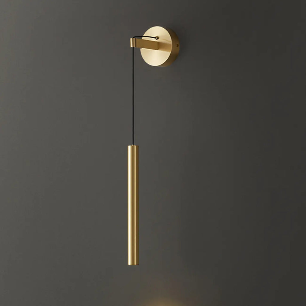 Applique murale LED cylindrique dorée élégante avec décoration en cristal