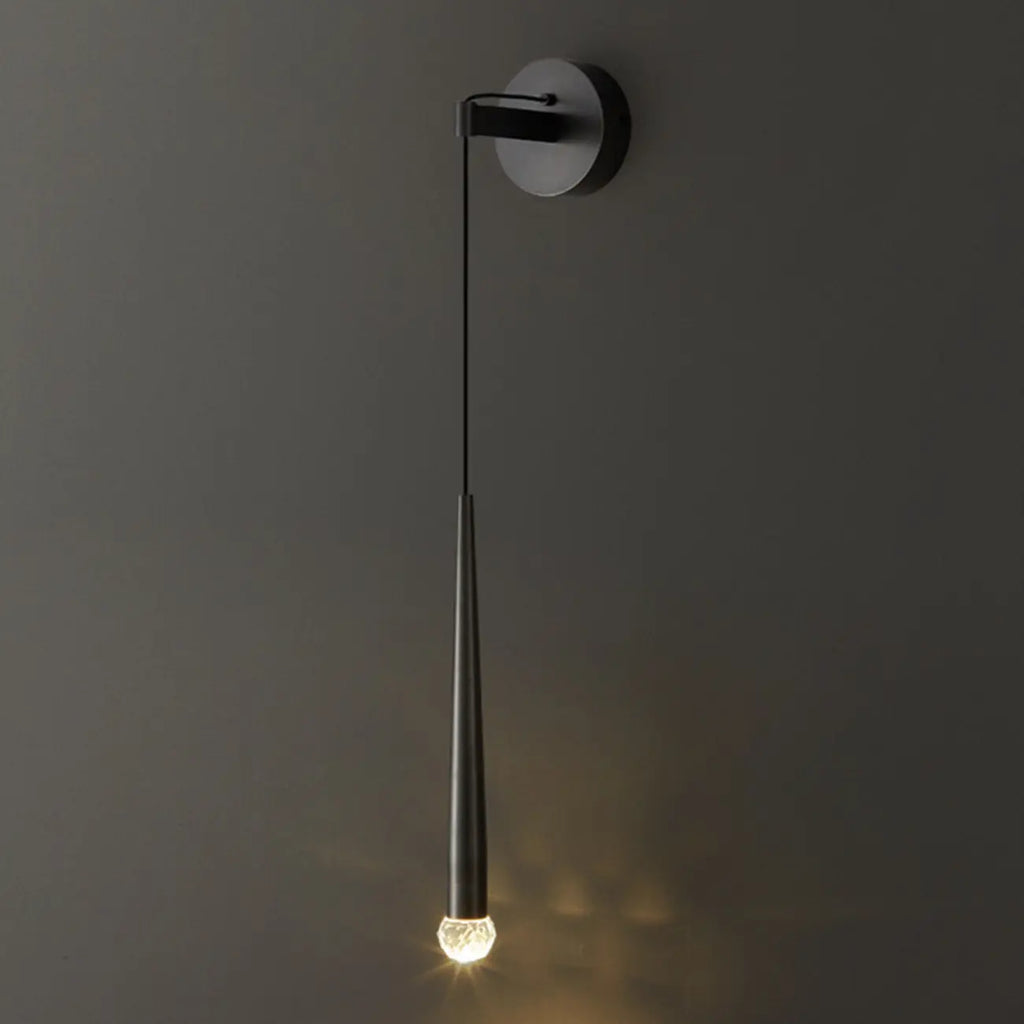 Applique murale LED cylindrique dorée élégante avec décoration en cristal