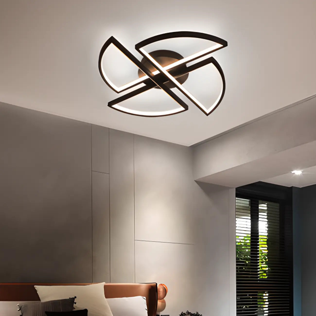 Plafonnier LED linéaire noir encastré pour salon