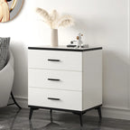 Armoire de rangement moderne en bois blanc avec accents dorés pour salon