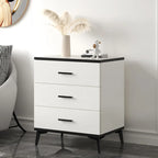 Armoire de rangement moderne en bois blanc avec accents dorés pour salon