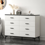 Armoire de rangement moderne en bois blanc avec accents dorés pour salon