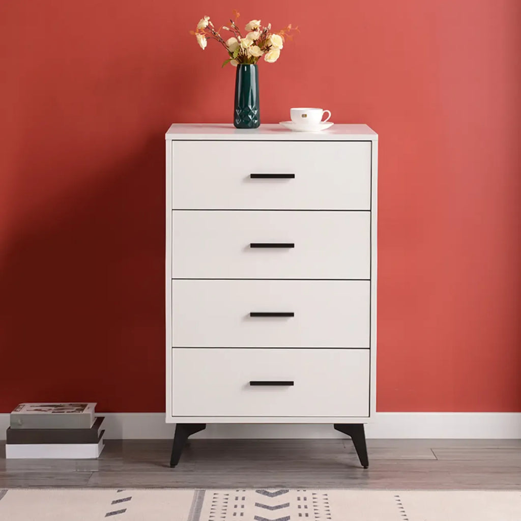 Armoire de rangement moderne en bois blanc avec accents dorés pour salon