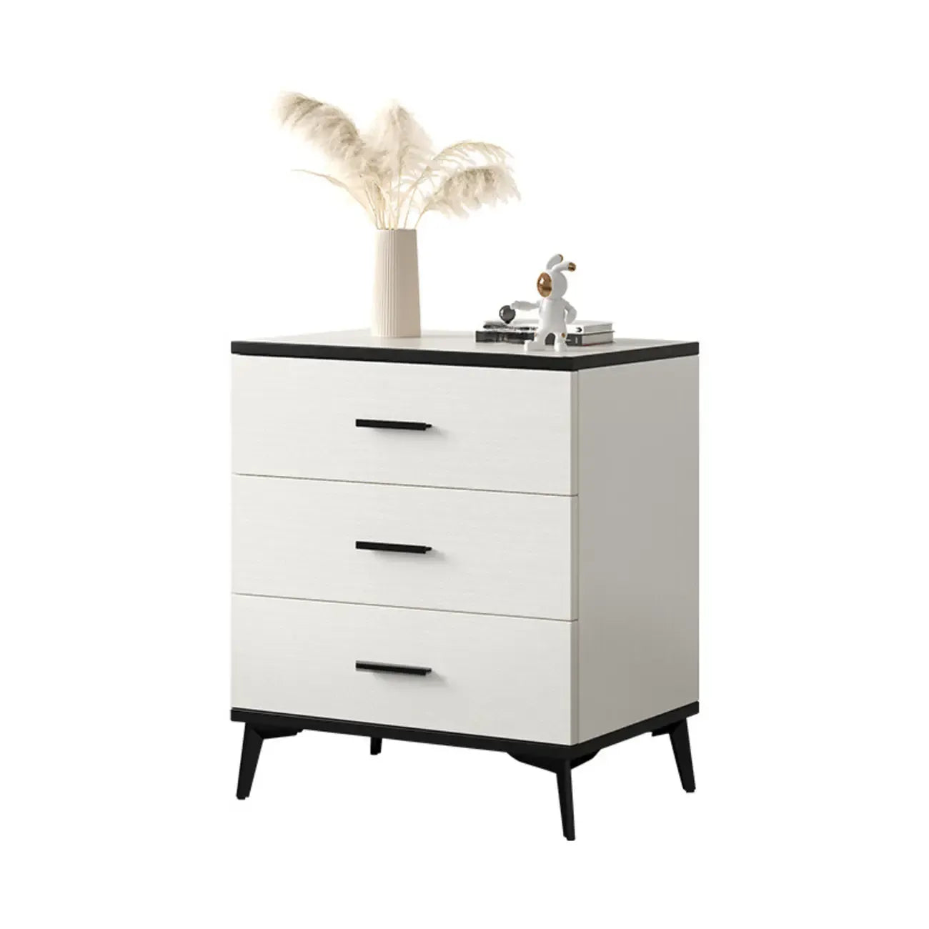 Armoire de rangement moderne en bois blanc avec accents dorés pour salon