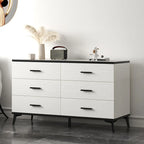 Armoire de rangement moderne en bois blanc avec accents dorés pour salon