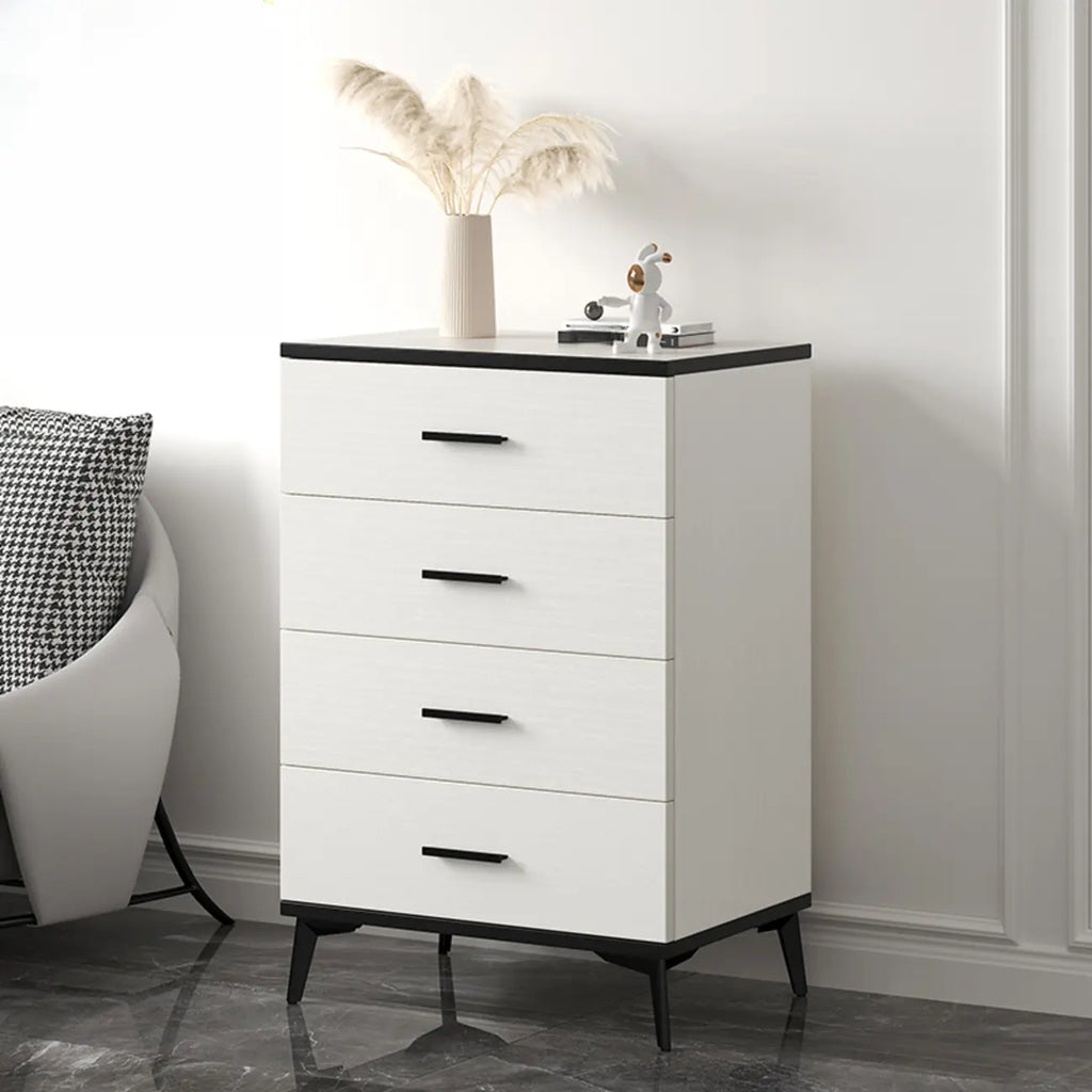 Armoire de rangement moderne en bois blanc avec accents dorés pour salon