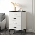 Armoire de rangement moderne en bois blanc avec accents dorés pour salon