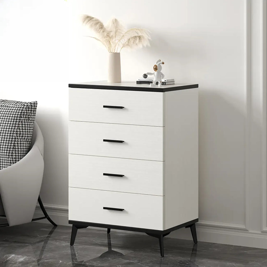 Armoire de rangement moderne en bois blanc avec accents dorés pour salon