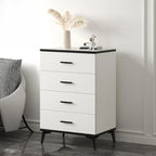 Armoire de rangement moderne en bois blanc avec accents dorés pour salon