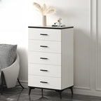 Armoire de rangement moderne en bois blanc avec accents dorés pour salon