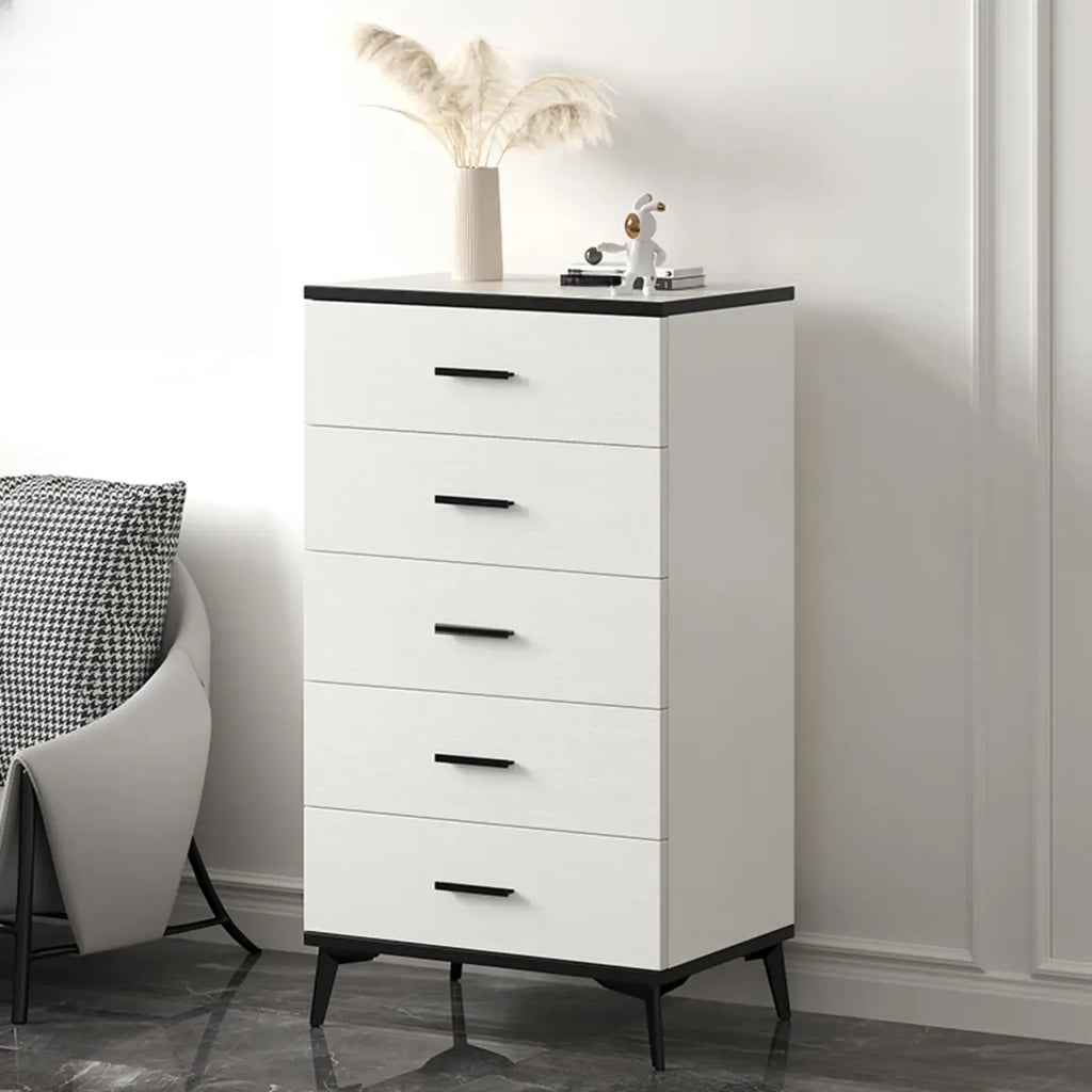Armoire de rangement moderne en bois blanc avec accents dorés pour salon