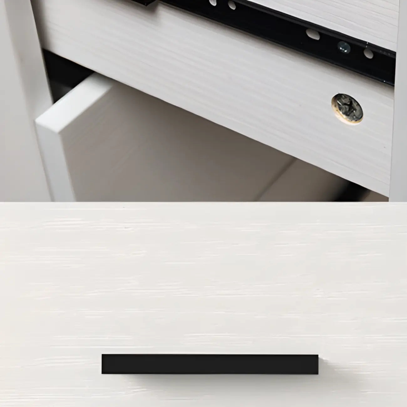 Armoire de rangement moderne en bois blanc avec accents dorés pour salon