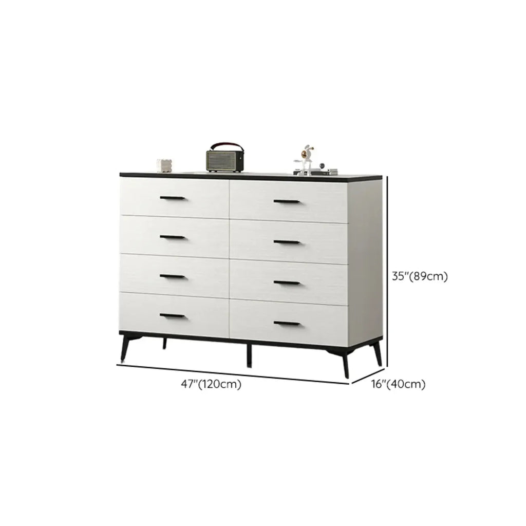 Armoire de rangement moderne en bois blanc avec accents dorés pour salon