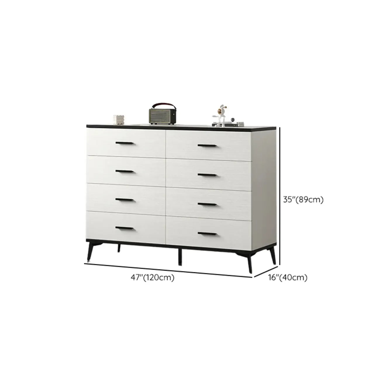 Armoire de rangement moderne en bois blanc avec accents dorés pour salon