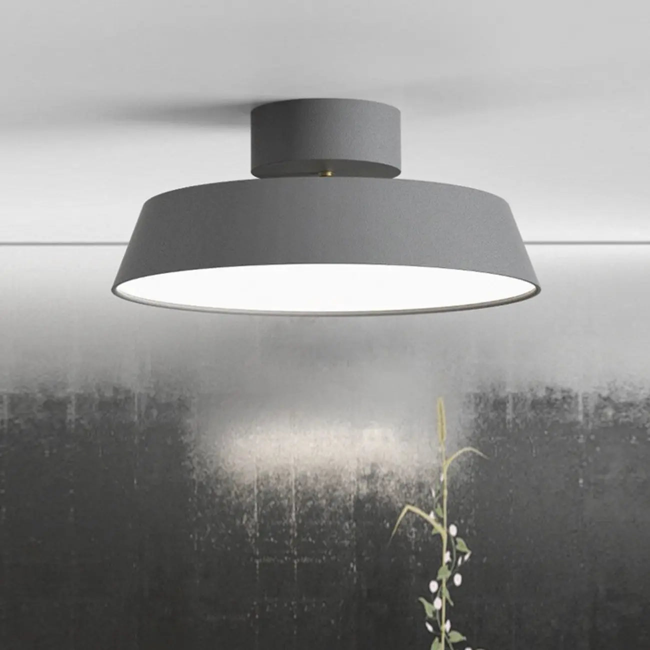 Plafonnier LED semi-encastré moderne à intensité variable, en forme de tambour métallique